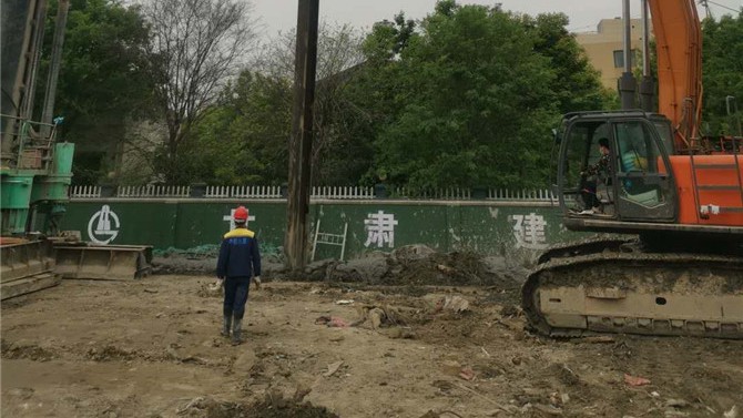 杭州百酈玲瓏府項目三軸 攪拌樁基坑圍護(hù)提前順利封閉